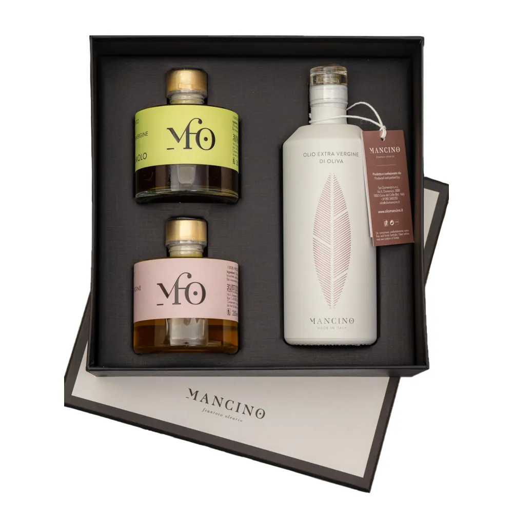 [Gift_990016] Mancino olivenolie 500ml (Hvid) + 2 x 250ml (Persille & Hvidløg)
