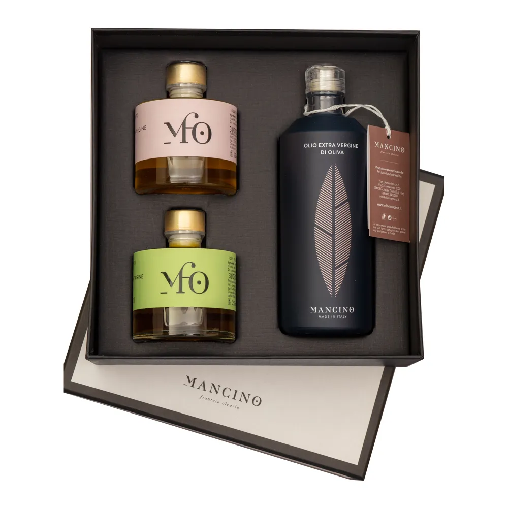 [Gift_990019] Mancino olivenolie 500ml (Blå) + 2 x 250ml (Hvidløg & persille)