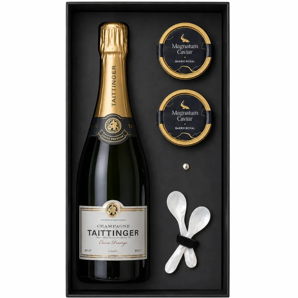 [Gift_990001] Champagne & caviar (Taittinger - 2 x 30g Baerii Royal - 2 x White caviar spoons)